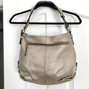 Coach Tan/Silver Leather Shoulder Bag